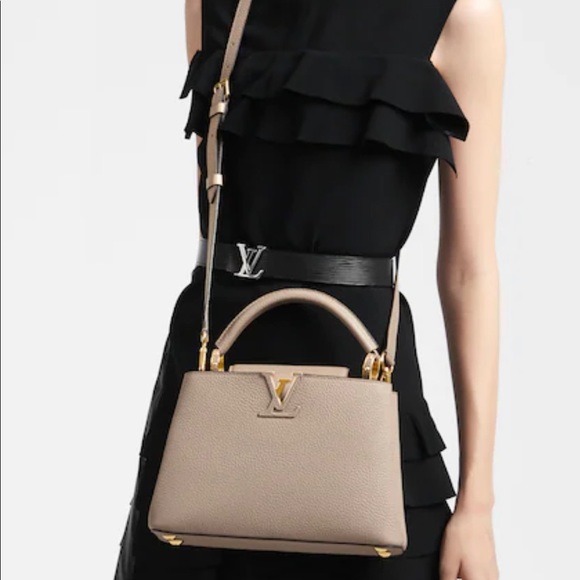 Louis Vuitton Capucine BB Taurillon Leather Iconic Bag Purse Taupe Galet Pebble - Picture 15 of 15